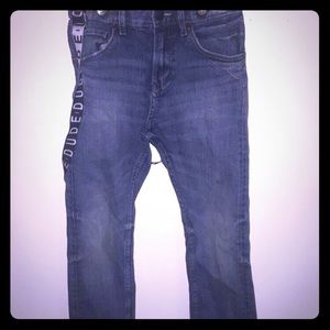 Little boy blue jeans with suspenders